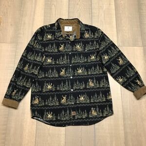 Legendary Whitetails Shirt Mens L Black Buck Camp Flannel Deer Button Up Hunting